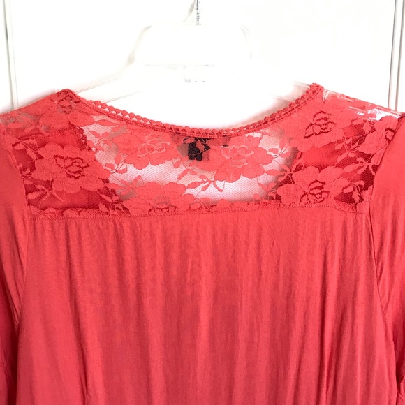 ROAMANS Lace Embroidered Tunic Babydoll Rayon Coral Women’s Plus Size 14W 1X - Picture 5 of 16